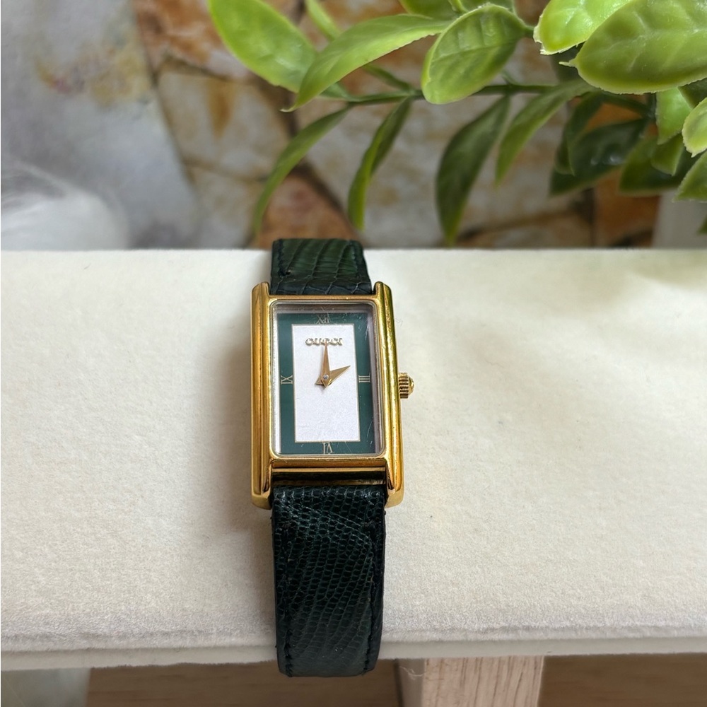 Vintage Gucci Gold and Green Watch